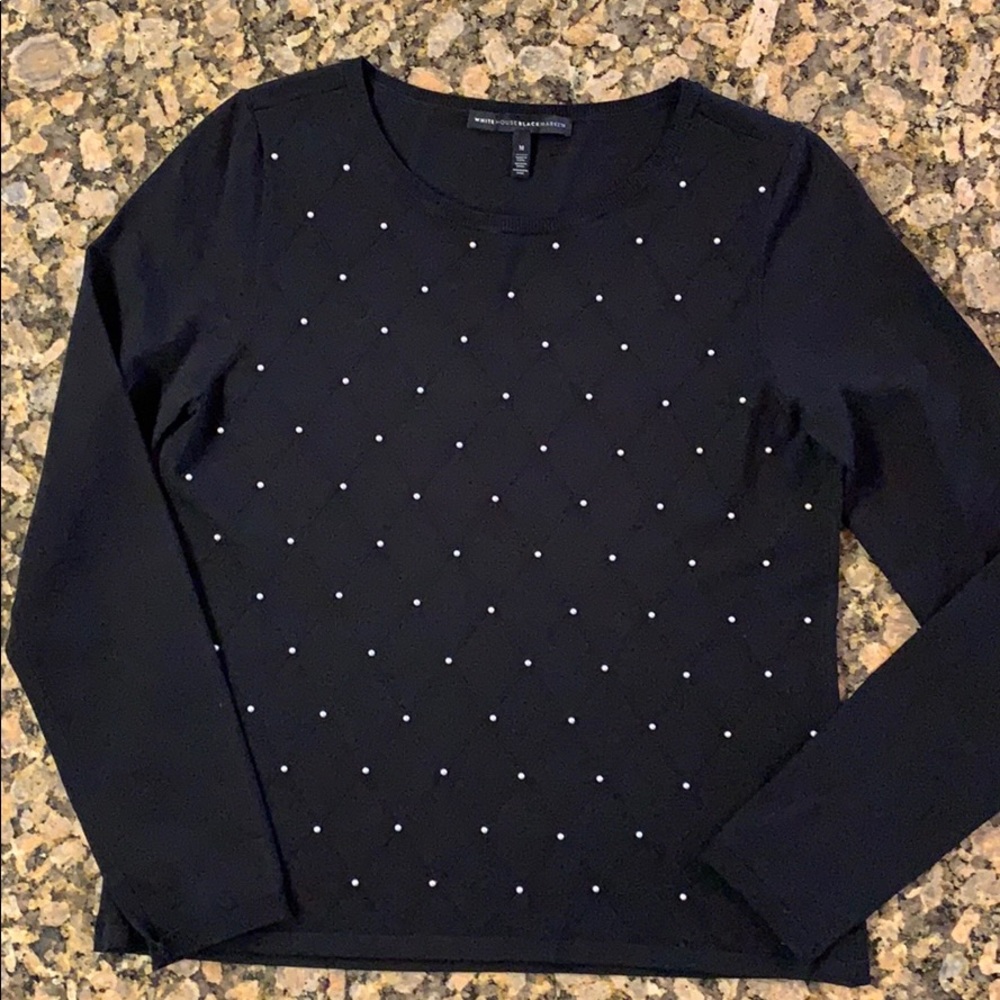 Black pearl embellished sweater Size M